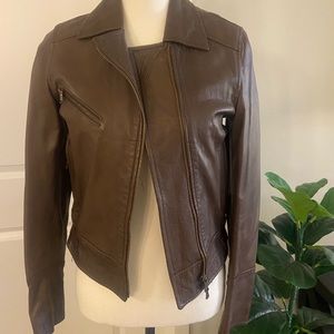 Chocolate brown leather jacket